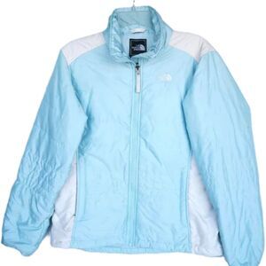 The North Face Women's Size L Jacket Blue Full Zip Insulated Embroidered Logo